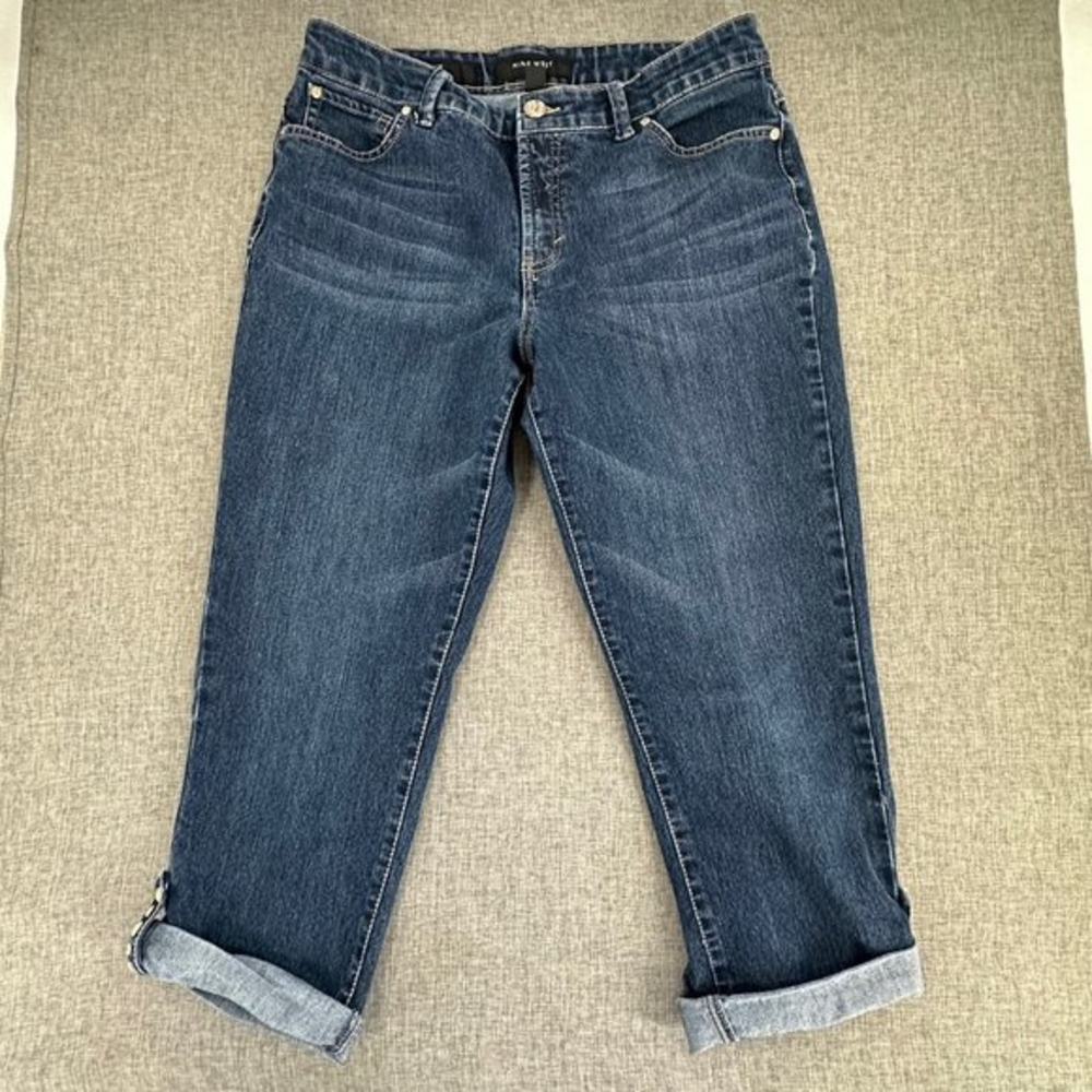 Nine West Jeans Capris 10/30 Rolled Up Studded Detail Mid Rise Cotton Spandex
